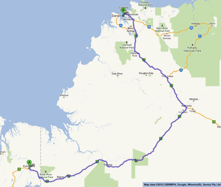 perth to darwin road map 3